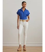 Lauren Ralph Lauren Linen Point Collar Short Sleeve Button Front Shirt
