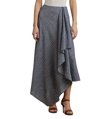 Lauren Ralph Lauren Linen Striped A-Line Midi Skirt