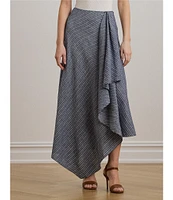 Lauren Ralph Lauren Linen Striped A-Line Midi Skirt