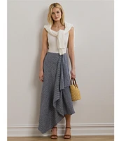 Lauren Ralph Lauren Linen Striped A-Line Midi Skirt
