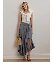 Lauren Ralph Lauren Linen Striped A-Line Midi Skirt