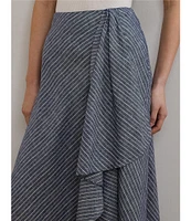 Lauren Ralph Lauren Linen Striped A-Line Midi Skirt