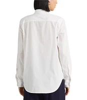 Lauren Ralph Lauren Long Roll-Tab Sleeve Button Front Cotton Shirt