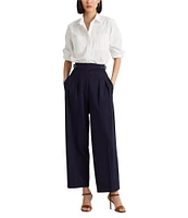 Lauren Ralph Lauren Long Roll-Tab Sleeve Button Front Cotton Shirt