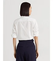 Lauren Ralph Lauren Long Roll-Tab Sleeve Button Front Cotton Shirt