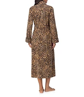 Lauren Ralph Lauren Long Shawl Collar Cozy Micro-Fleece Leopard Print Robe