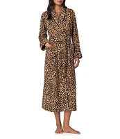 Lauren Ralph Lauren Long Shawl Collar Cozy Micro-Fleece Leopard Print Robe