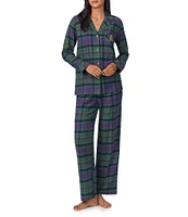 Lauren Ralph Lauren Long Sleeve Notch Collar Brushed Twill Plaid Holiday Pajama Set