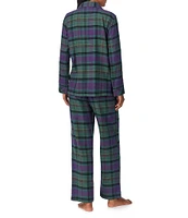 Lauren Ralph Lauren Long Sleeve Notch Collar Brushed Twill Plaid Holiday Pajama Set