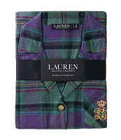 Lauren Ralph Lauren Long Sleeve Notch Collar Brushed Twill Plaid Holiday Pajama Set