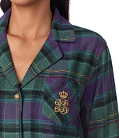 Lauren Ralph Lauren Long Sleeve Notch Collar Brushed Twill Plaid Holiday Pajama Set