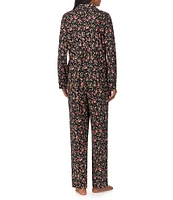 Lauren Ralph Lauren Long Sleeve Notch Collar Long Pant Floral Knit Pajama Set