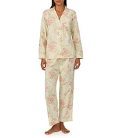 Lauren Ralph Lauren Long Sleeve Notch Collar Long Pant Floral Twill Pajama Set