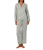 Lauren Ralph Lauren Long Sleeve Notch Collar Long Pant Sateen Paisley Print Pajama Set