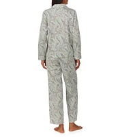 Lauren Ralph Lauren Long Sleeve Notch Collar Long Pant Sateen Paisley Print Pajama Set