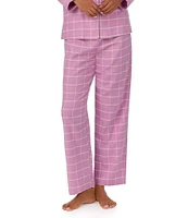 Lauren Ralph Lauren Long Sleeve Notch Collar Long Pant Twill Plaid Pajama Set