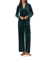 Lauren Ralph Lauren Long Sleeve Notch Collar Long Pant Velvet Holiday Pajama Set