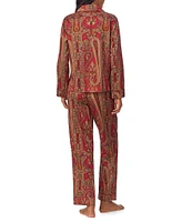 Lauren Ralph Lauren Long Sleeve Notch Collar Long Pant Woven Paisley Print Pajama Set