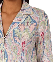 Lauren Ralph Lauren Long Sleeve Notch Collar Woven Sateen Paisley Nightshirt