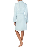 Lauren Ralph Lauren Long Sleeve Shawl Collar Interlock Knit Striped Short Robe