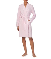 Lauren Ralph Lauren Long Sleeve Shawl Collar Interlock Knit Striped Short Robe