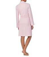 Lauren Ralph Lauren Long Sleeve Shawl Collar Interlock Knit Striped Short Robe
