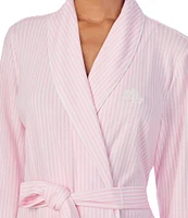 Lauren Ralph Lauren Long Sleeve Shawl Collar Interlock Knit Striped Short Robe