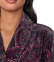 Lauren Ralph Lauren Long Sleeve Shawl Collar Long Cozy Multi Paisley Velvet Robe