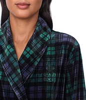 Lauren Ralph Lauren Long Sleeve Shawl Collar Long Cozy Plaid Velvet Robe