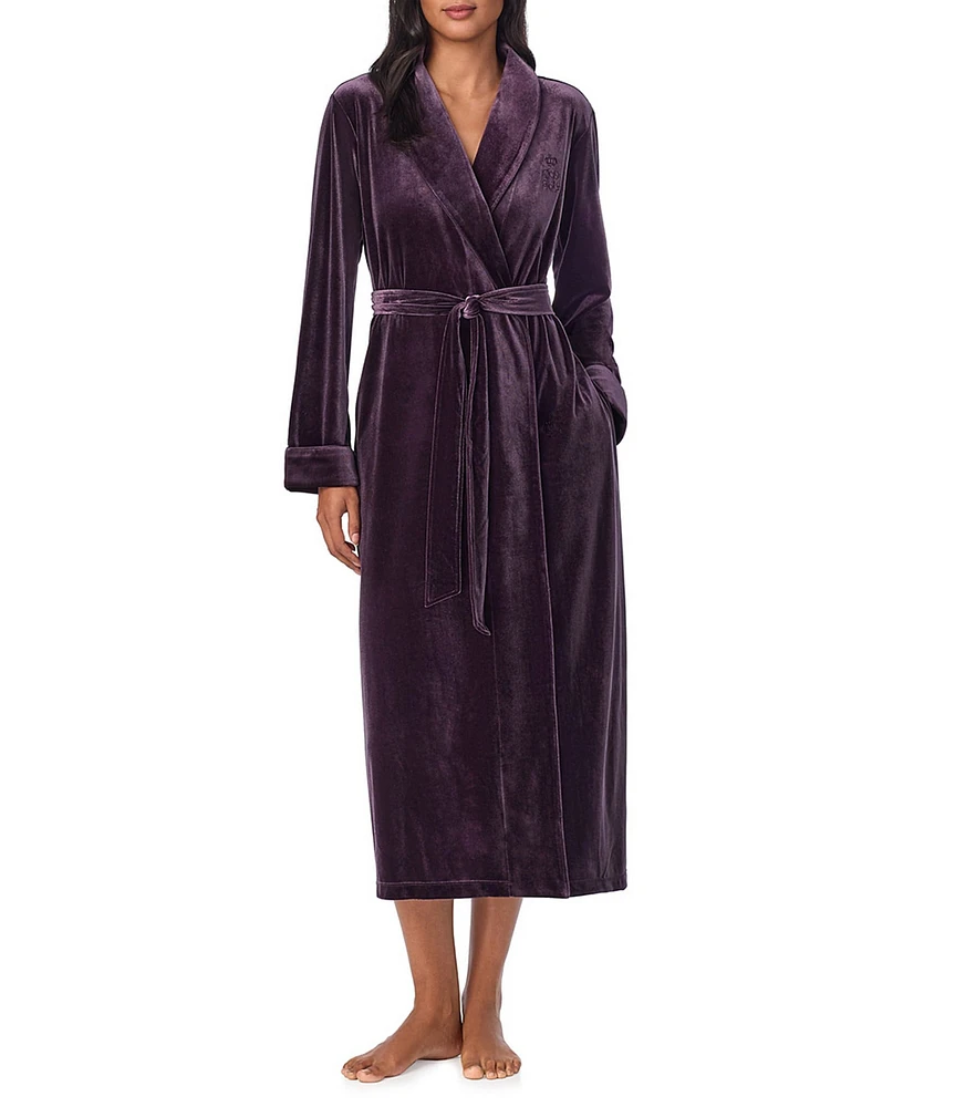 Lauren Ralph Lauren Long Sleeve Shawl Collar Long Cozy Velvet Robe