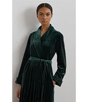 Lauren Ralph Lauren Long Sleeve Shawl Collar Long Cozy Velvet Robe