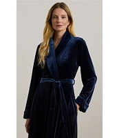 Lauren Ralph Lauren Long Sleeve Shawl Collar Long Cozy Velvet Robe