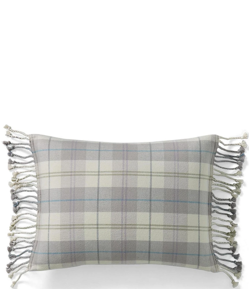 Lauren Ralph Lauren Mackenzie Plaid Fringe Trimmed Decorative Square Pillow