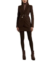 Lauren Ralph Lauren Glen Plaid Belted Padlock Charm Notch Lapel Two-Button Wool-Blend Blazer