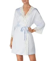 Lauren Ralph Lauren Matte Satin Kimono Sleeve Coordinating Short Wrap Bridal Robe