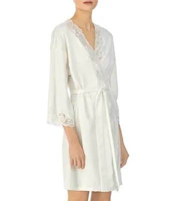 Lauren Ralph Lauren Matte Satin Kimono Sleeve Coordinating Short Wrap Bridal Robe