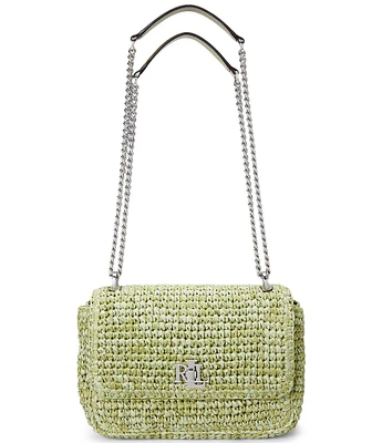 Lauren Ralph Lauren Melange Woven Straw Medium Sophee Convertible Shoulder Bag