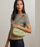 Lauren Ralph Lauren Melange Woven Straw Medium Sophee Convertible Shoulder Bag