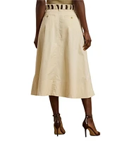 Lauren Ralph Lauren Micro-Sanded Twill Button Front Midi Skirt