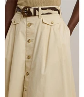 Lauren Ralph Lauren Micro-Sanded Twill Button Front Midi Skirt