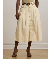 Lauren Ralph Lauren Micro-Sanded Twill Button Front Midi Skirt