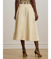 Lauren Ralph Lauren Micro-Sanded Twill Button Front Midi Skirt