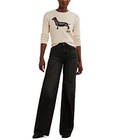 Lauren Ralph Lauren Mid Rise Wide Leg Denim Jeans