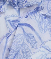 Lauren Ralph Lauren Mistbe Printed V-Neck Sleeveless Ruffle Trim Georgette A-Line Maxi Dress