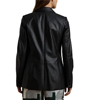 Lauren Ralph Lauren Nappa Leather Peak Lapel Long Sleeve Double Breasted Jacket