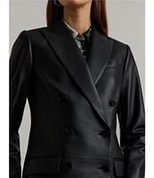 Lauren Ralph Lauren Nappa Leather Peak Lapel Long Sleeve Double Breasted Jacket