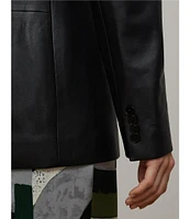 Lauren Ralph Lauren Nappa Leather Peak Lapel Long Sleeve Double Breasted Jacket