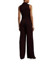 Lauren Ralph Lauren Padlock Charm and Chain Stretch Jersey Surplice Neck Sleeveless Jumpsuit