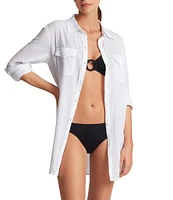 Lauren Ralph Lauren Organic Cotton Classic Camp Swim Cover-Up Shirt