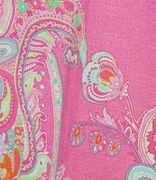 Lauren Ralph Lauren Paisley Print Long Roll Tab Sleeve Notch Collar Woven Button Front Sleepshirt